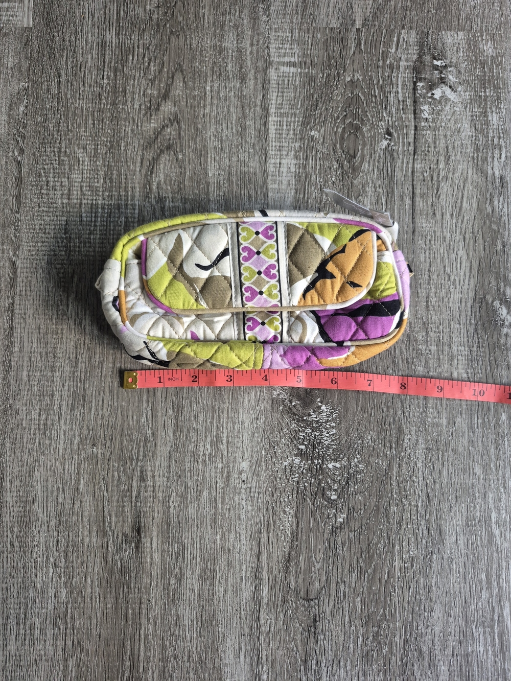 Vera Bradley Quilted Cosmetic Bag in White, Pink, Yellow, Orange, Green